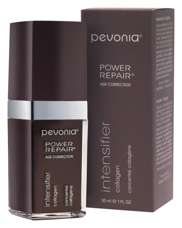 Pevonia Power Repair Age Correction Intensifier collagen bottle and packaging on a white background