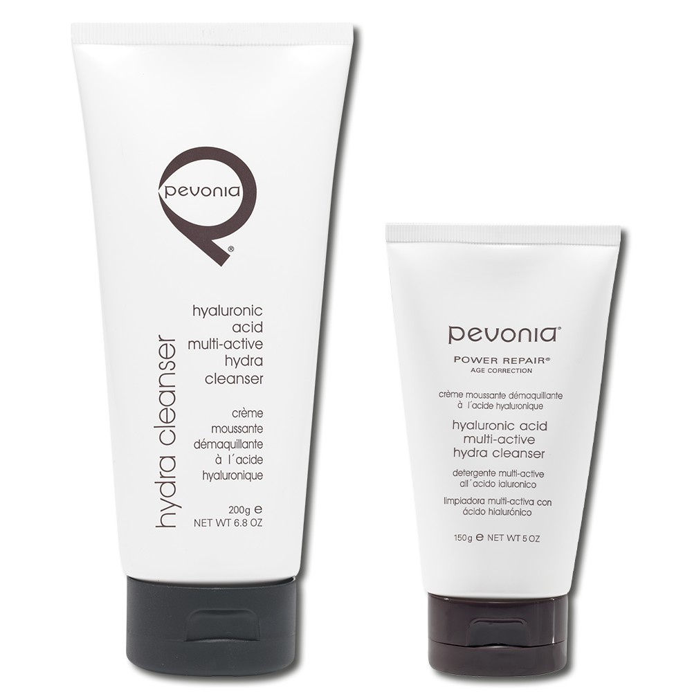 Pevonia Hyaluronic Acid Multi-Active Hydra Cleanser retail and professional variant image for gentle cleansing, toning and hydration, helping support dry, dehydrated and mature skin.