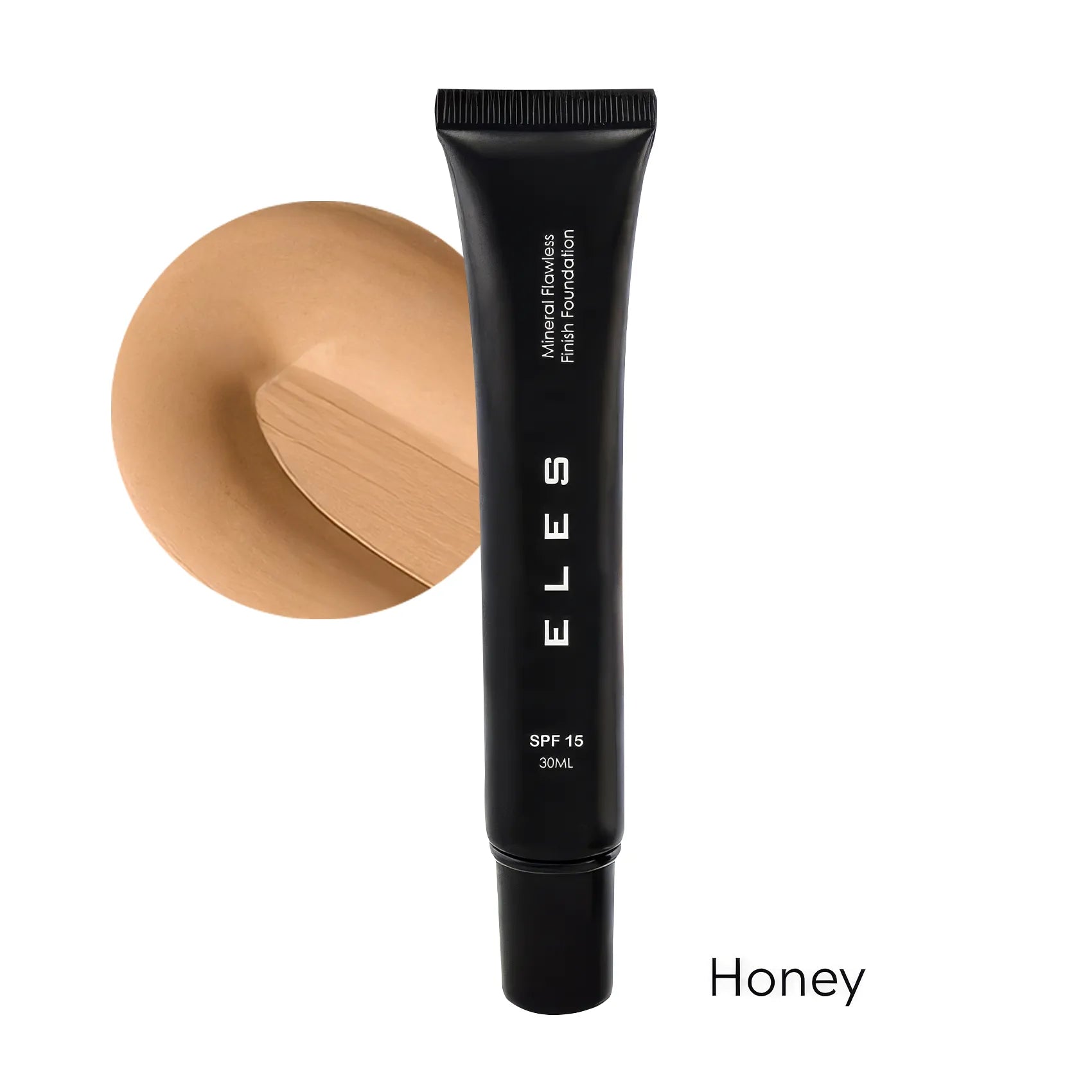 ELES foundation tube with a swatch of honey color on a white background