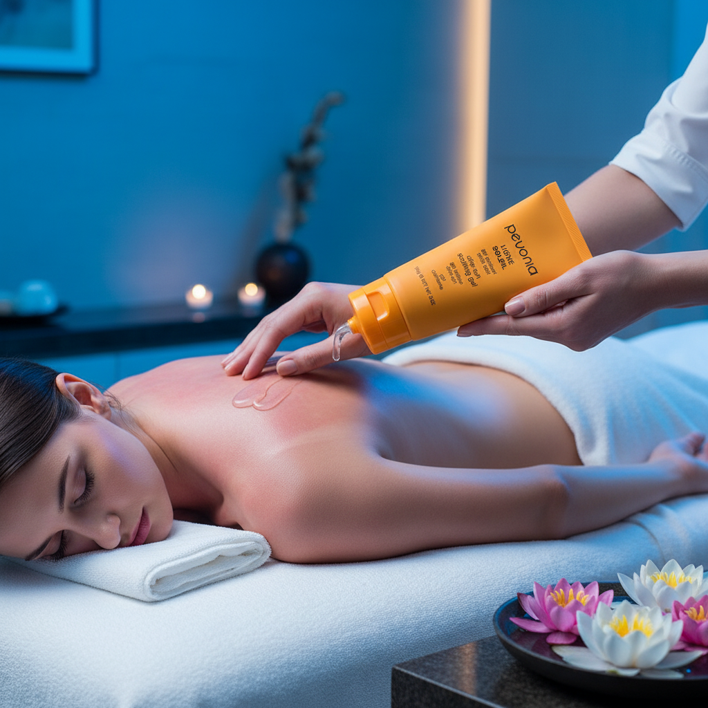 Woman receiving a massage with a product application in a spa setting
