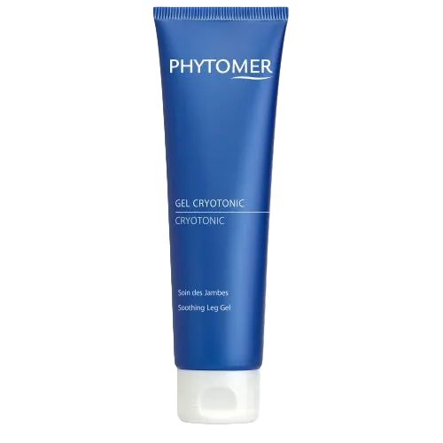 Blue tube of Phytomer Crytonic Soothing Leg Gel on a white background