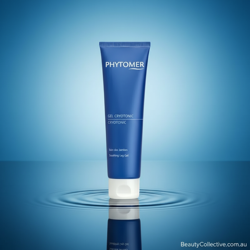 Blue tube of Phytomer product on a blue background