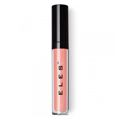 A tube of Pucker-Up Lip Gloss with a pink color and the brand name 'ELES' visible on the packaging.