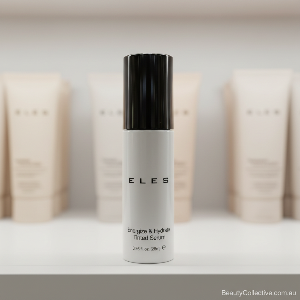 ELES skincare serum bottle on a neutral background