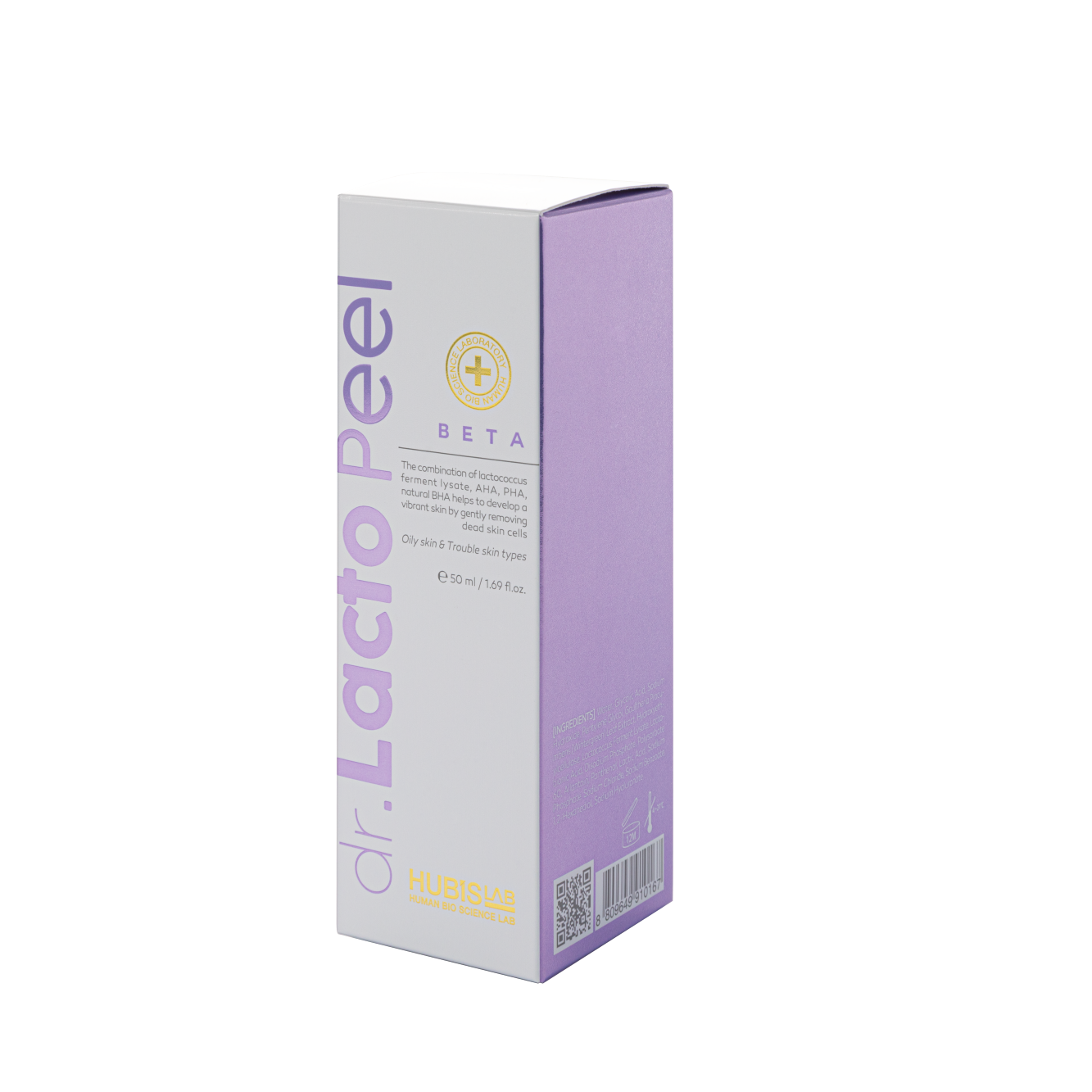 HUBISLAB DR. Lacto Peel Beta packaging on a white background