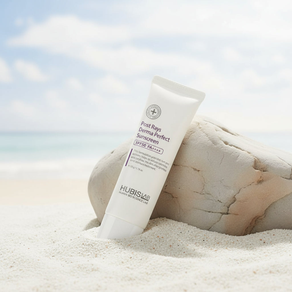 Hubislab Post Rays Derma Perfect Sunscreen_SPF50_in the sand