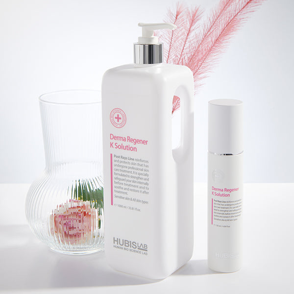 Hubislab post rays line  K Solution skincare products on a white background