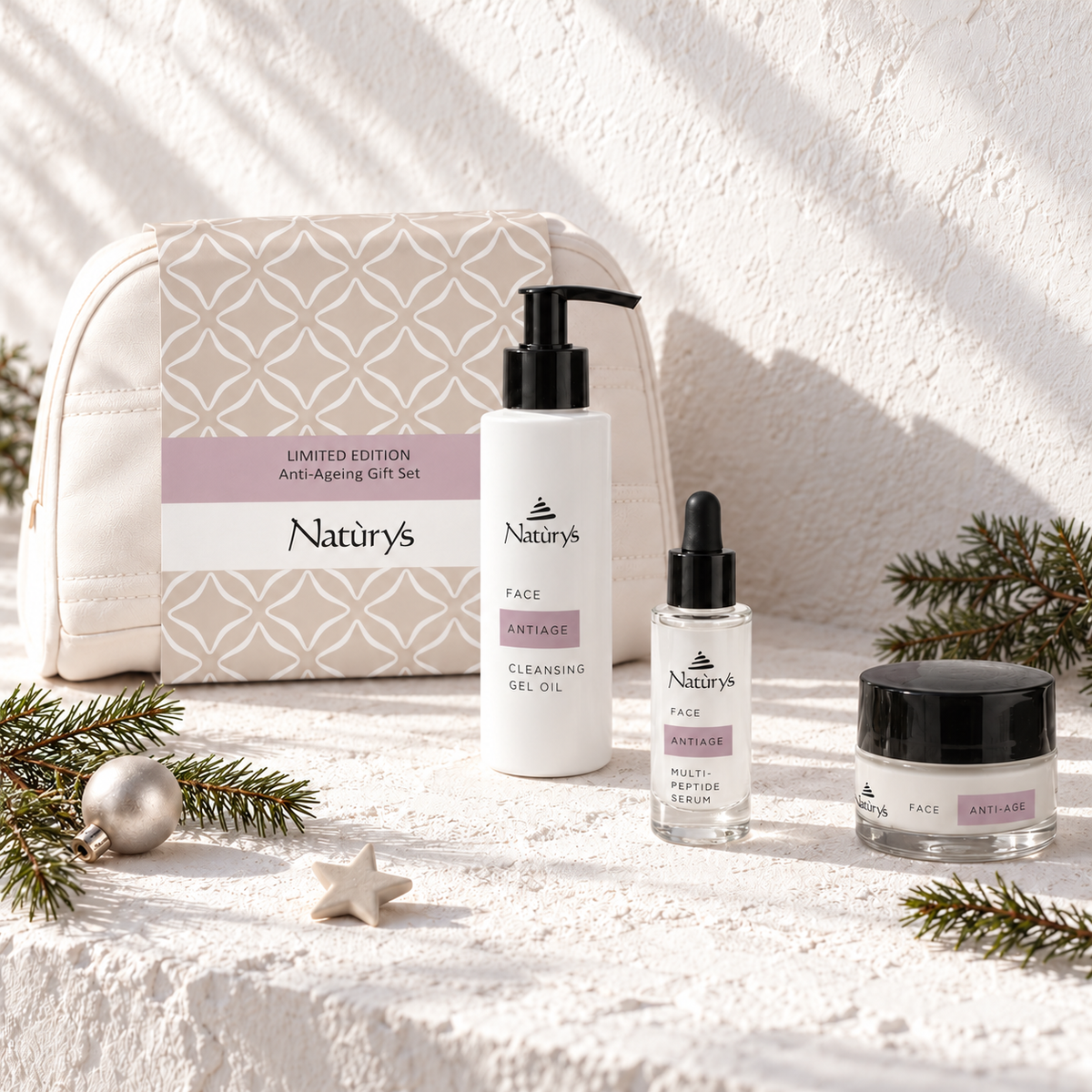 Naturys Anti-Age Gift Set - antiage gifts in a sunlit scene