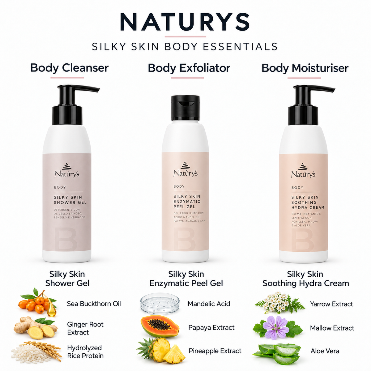 Naturys Silky Skin Body Set - Ingredients List 