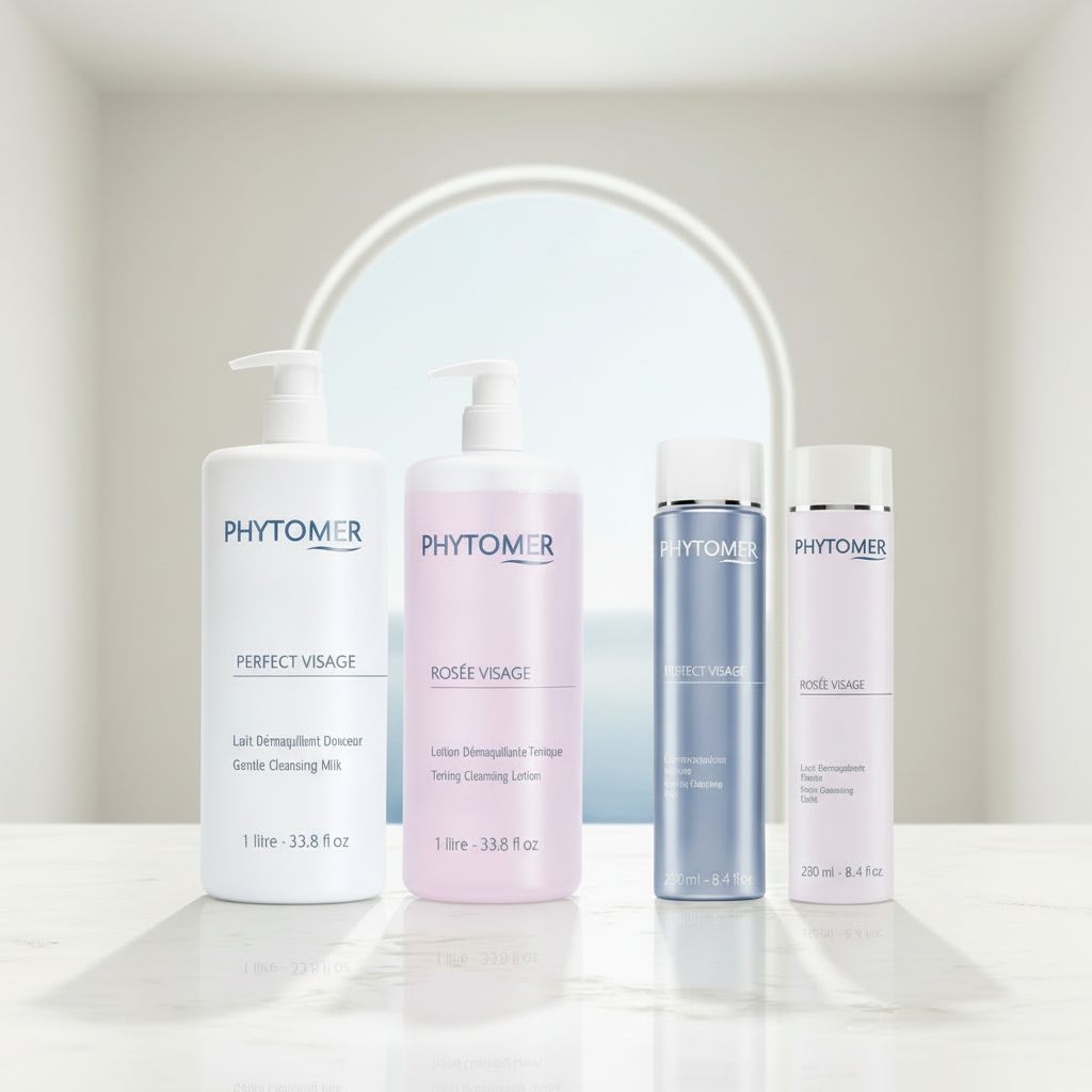 Phytomer skincare products on a white surface with a neutral background