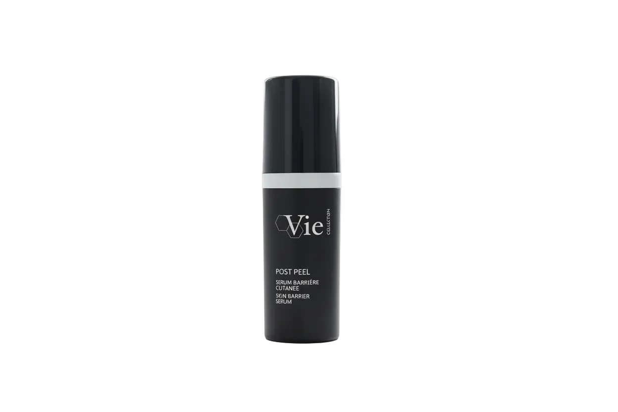 Black skincare bottle labeled 'Viel' on a white background