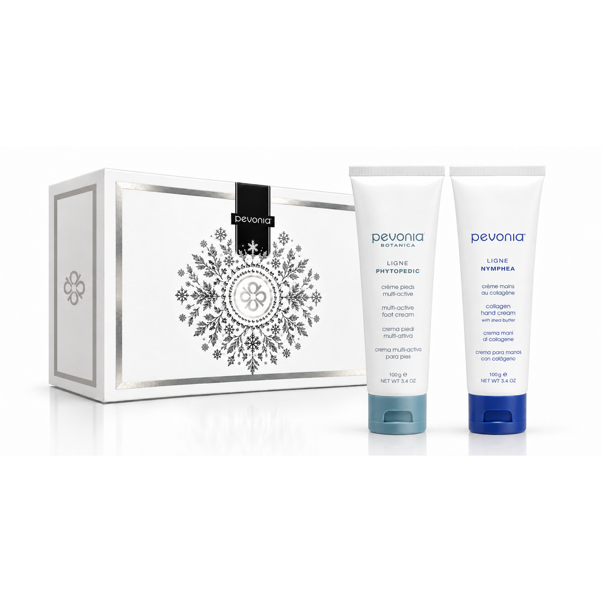 Pevonia Hand & Foot Christmas Gift Pack with small luxury gift box, Collagen Hand Cream 100g and Multi-Active Foot Cream 100g