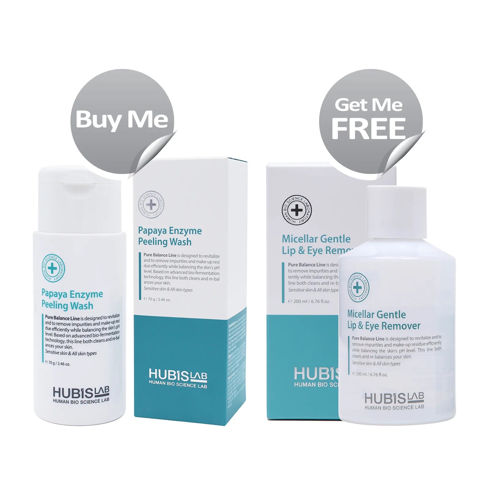 Pure Balance Papaya Enzyme Peeling Wash 70g + FREE Micellar Gentle Lip & Eye Remover 200ml