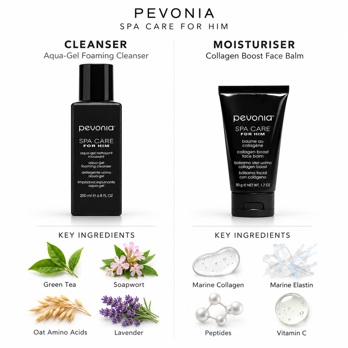 Pevonia Men's Gift Pack - Ingredients List