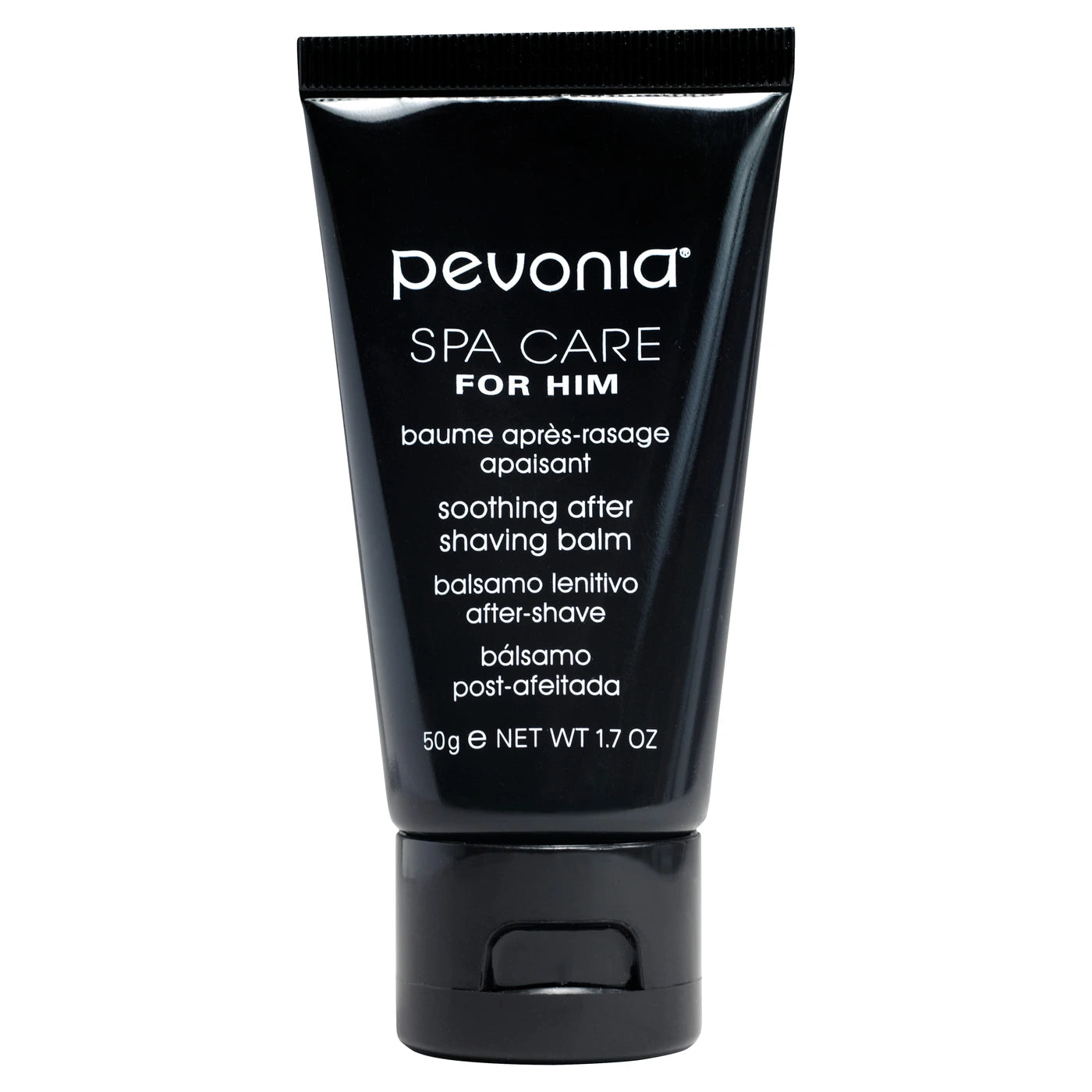 Pevonia after-shaving balm tube on a white background