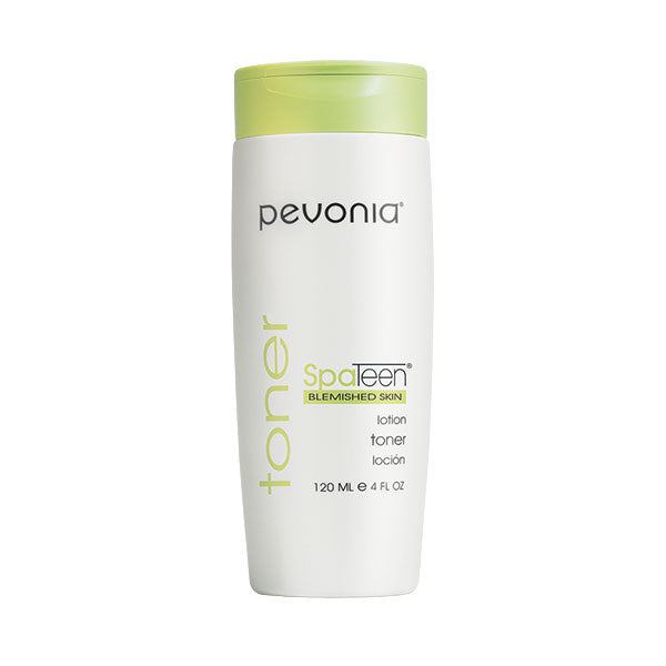 A bottle of Pevonia SpaTeen Blemished Skin Toner lotion, 120ml.