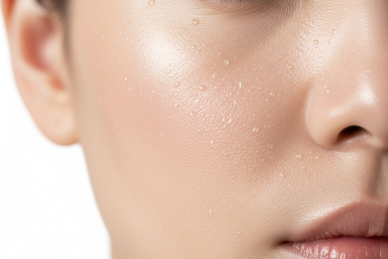 Close-up of a person's face with a focus on the skin texture.