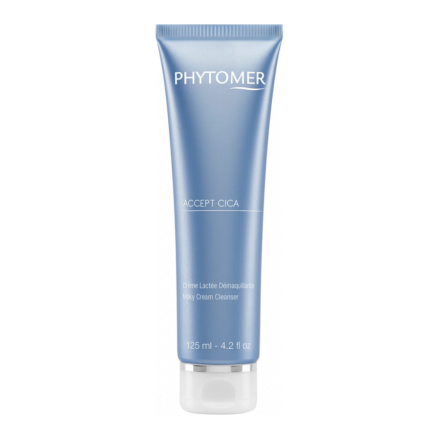 A tube of PHYTOMER Accept Cica - Milky Cream Cleanser 125ml with blue packaging.