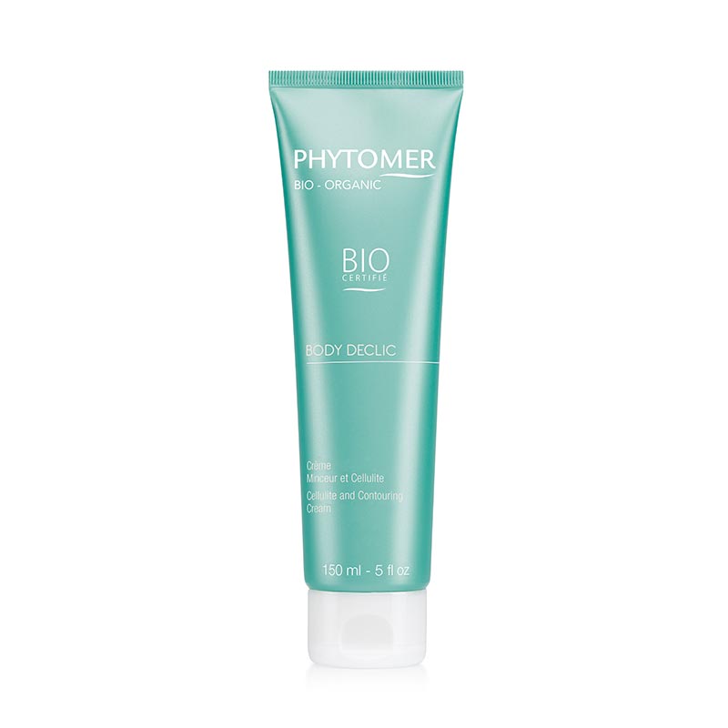 A tube of PHYTOMER BODY DECLIC Cellulite and Contouring Cream against a white background.