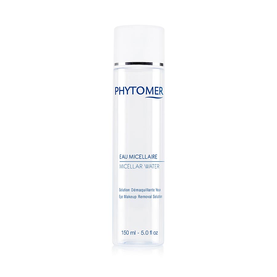 A bottle of Phytomer Micellar Water Eye Makeup Removal Solution.