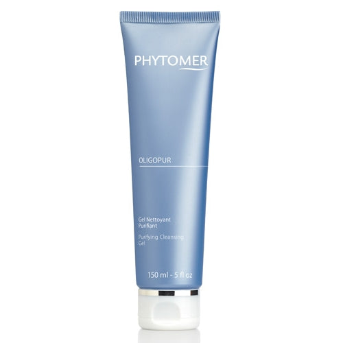 A tube of Phytomer Oligopur Purifying Cleansing Gel, with a blue color scheme.