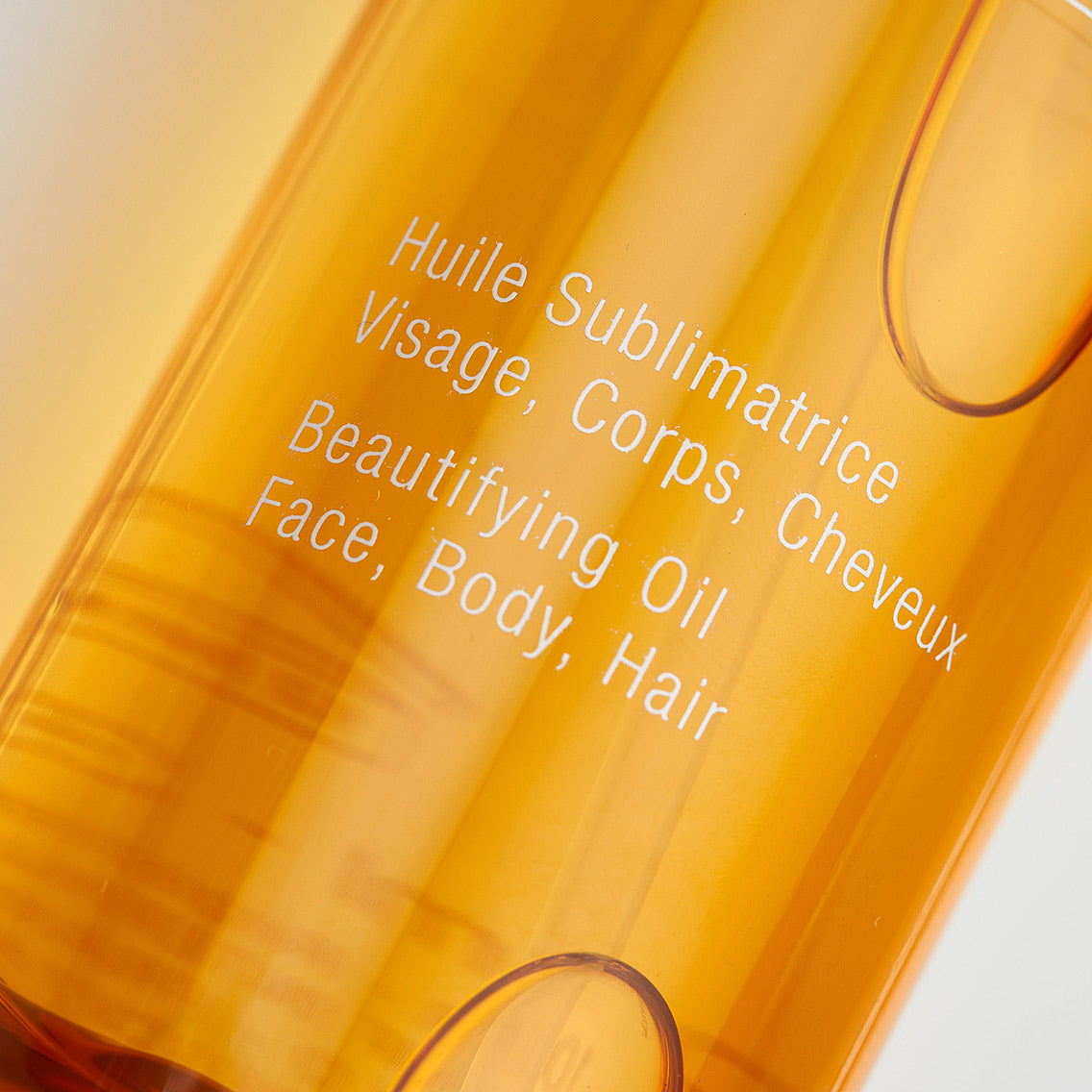 Amber-colored bottle with text on a white background