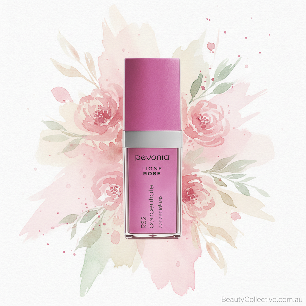 Devonia Ligne Rose skincare product with floral background