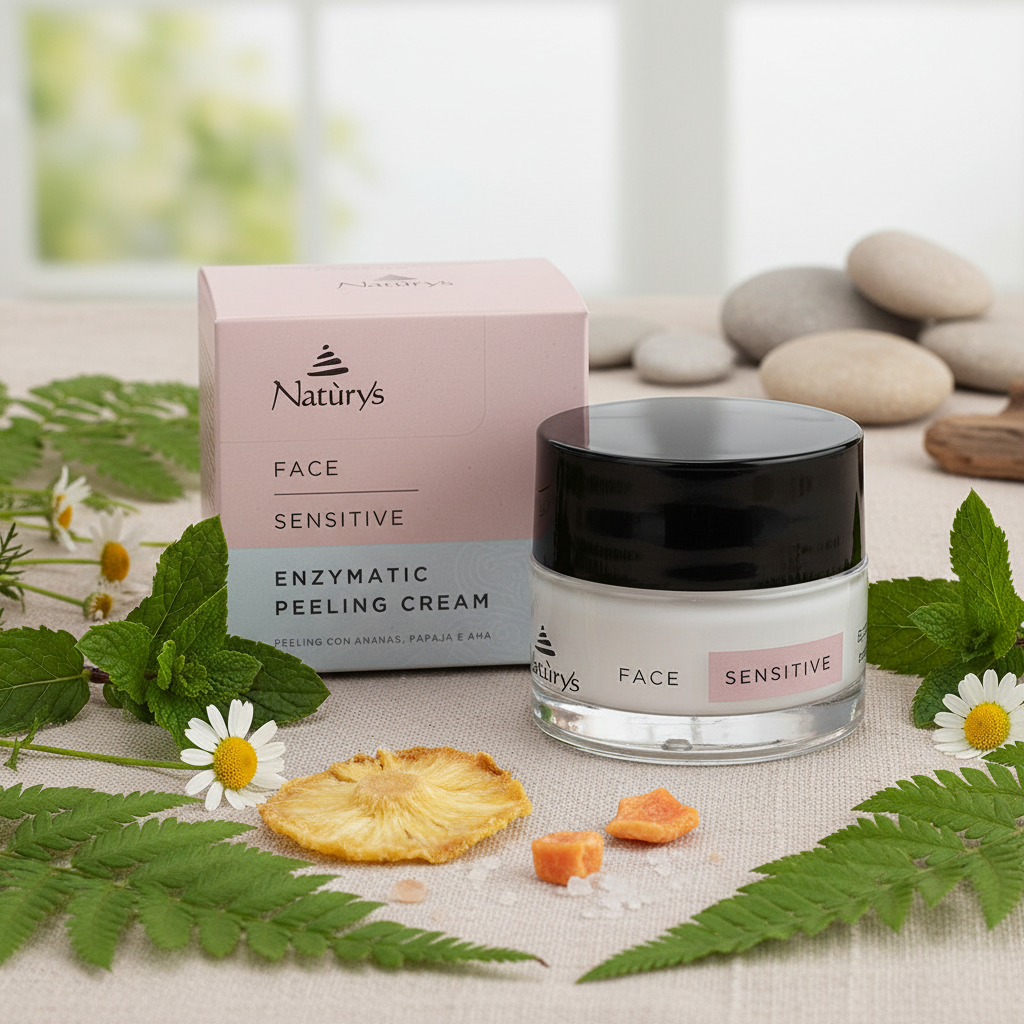 Natur'y sensitive face care product with packaging on a natural setting
