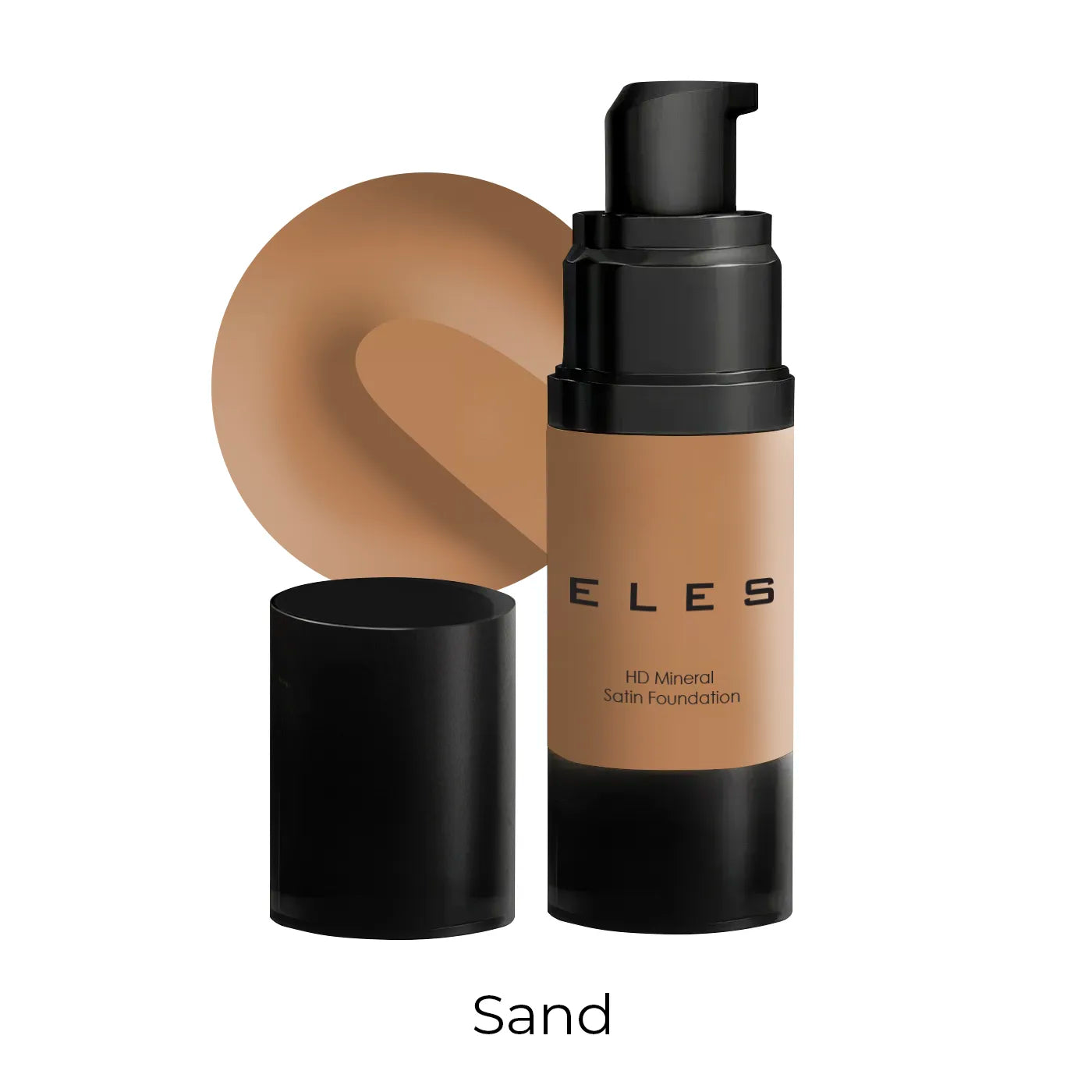 ELES HD Mineral Satin Foundation 30ml  Sand on a white background