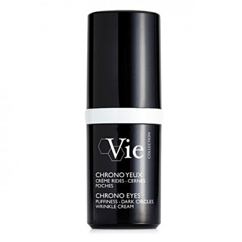A bottle of Vie Collection Chrono Eyes Puffiness, Dark Circles, Wrinkle Cream.