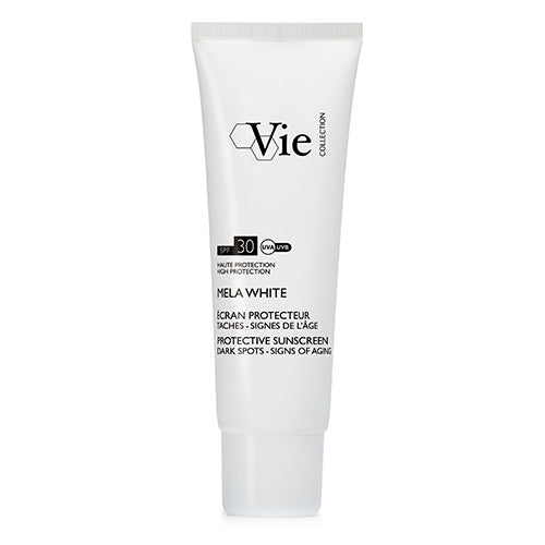 A tube of Vie Collection Mela White Protective Sunscreen with SPF30, 50ml.