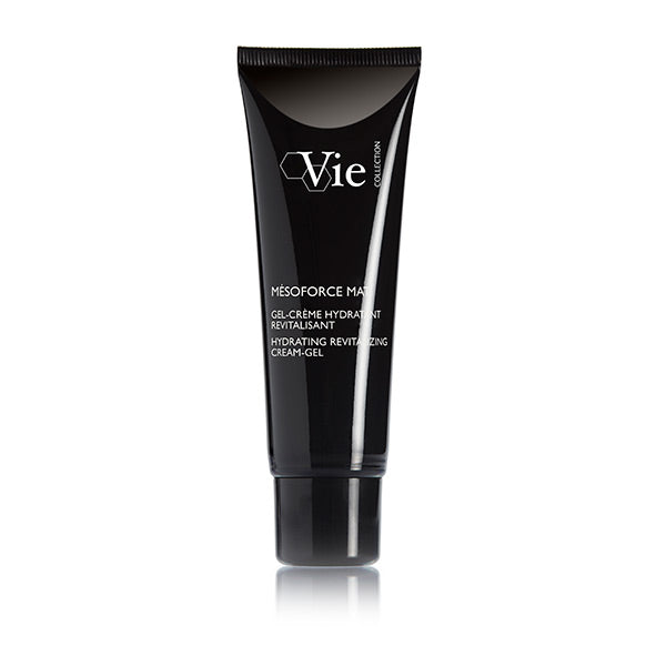 A black tube of Vie collection Mesoforce Mat - Hydrating Revitalizing Cream-Gel.
