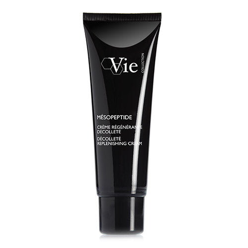 A black tube of Vie collection Mesopeptide Decollete Replenishing Cream