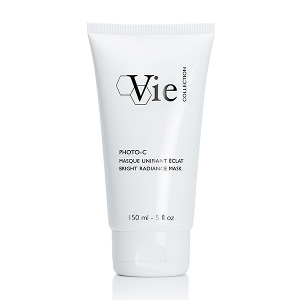 A tube of Vie Collection Photo C Bright Radiance Mask, labeled with the product name and volume of 150ml.
