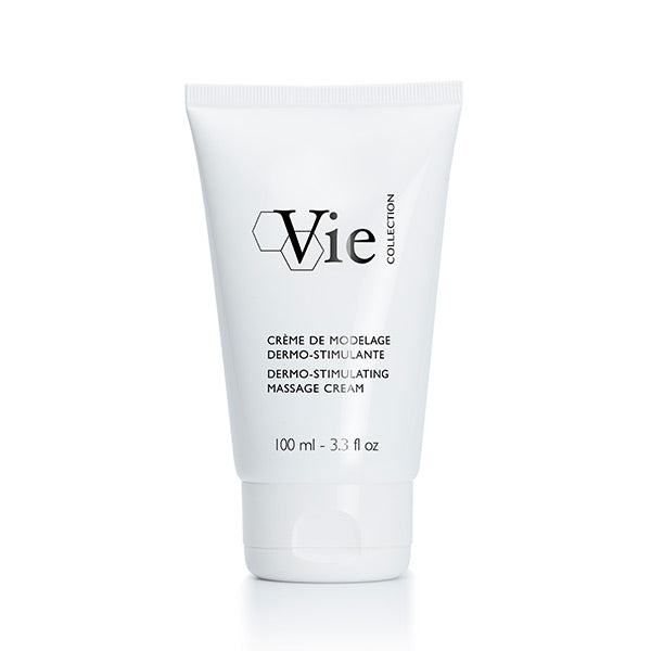 A white tube packaging of Vie Collection Dermo Stimulating Massage Cream, 100ml.