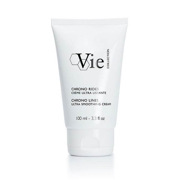 A tube of Vie Collection Chrono Lines Ultra Smoothing Cream with white and black text, indicating the product name and volume of 100ml.