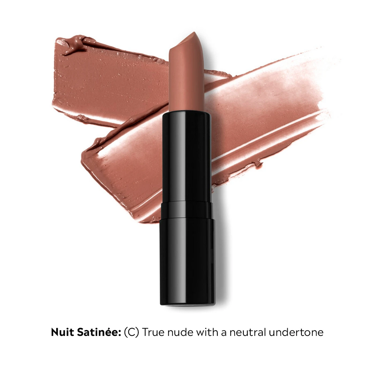 ELES Essence de Nude lipstick in Nuit Satinée, a nude lipstick shade.