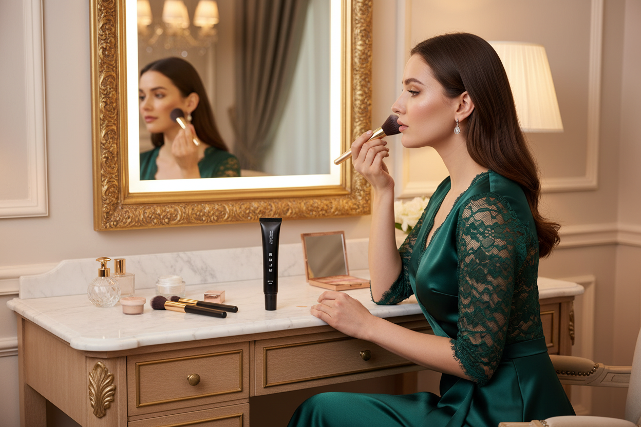 ELES Mineral Flawless Finish Foundation used for natural-looking complexion coverage during everyday makeup application.