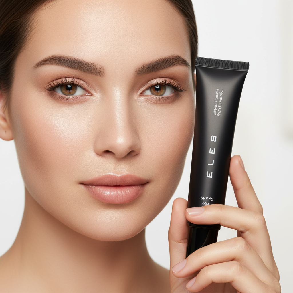 ELES Mineral Flawless Finish Foundation used for natural-looking complexion coverage during everyday makeup application.