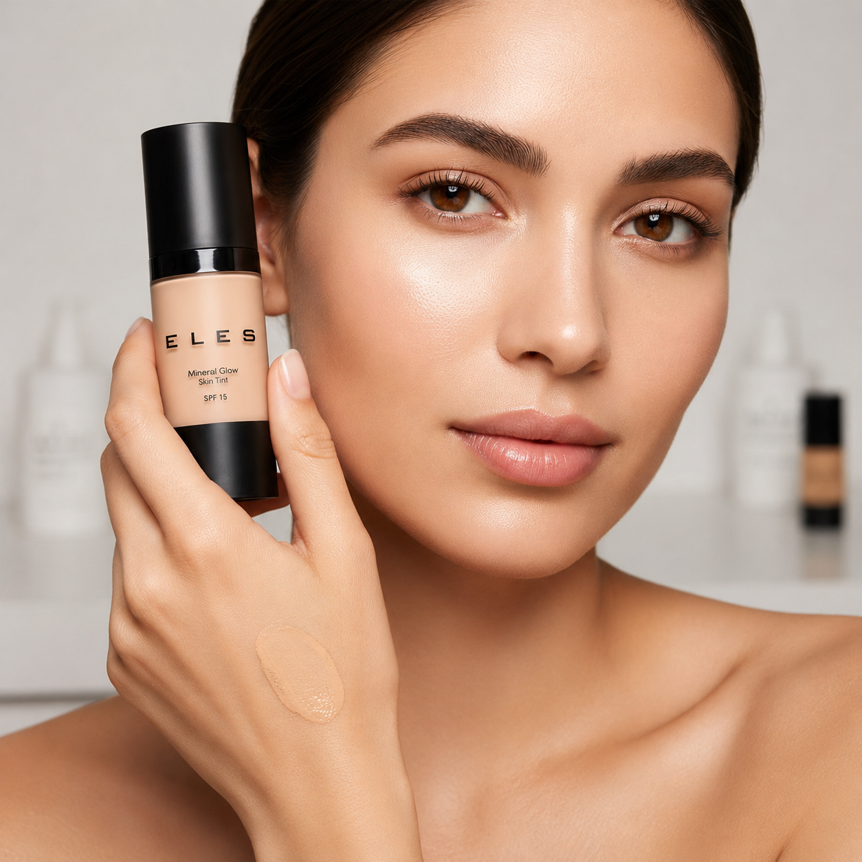 ELES Mineral Glow Skin Tint SPF 15 providing natural coverage, hydration and a radiant skin finish.