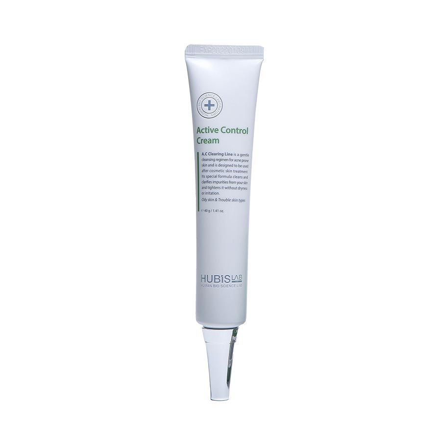 HUBISLAB A.C Clearing Active Control Cream retail 40 g tube on a white background.