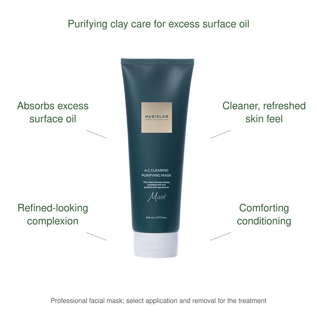HUBISLAB eplus epiderma ac clearing purifying mask benefits: Absorbs excess surface oil, Cleaner, refreshed skin feel, Refined-looking complexion, Comforting conditioning.