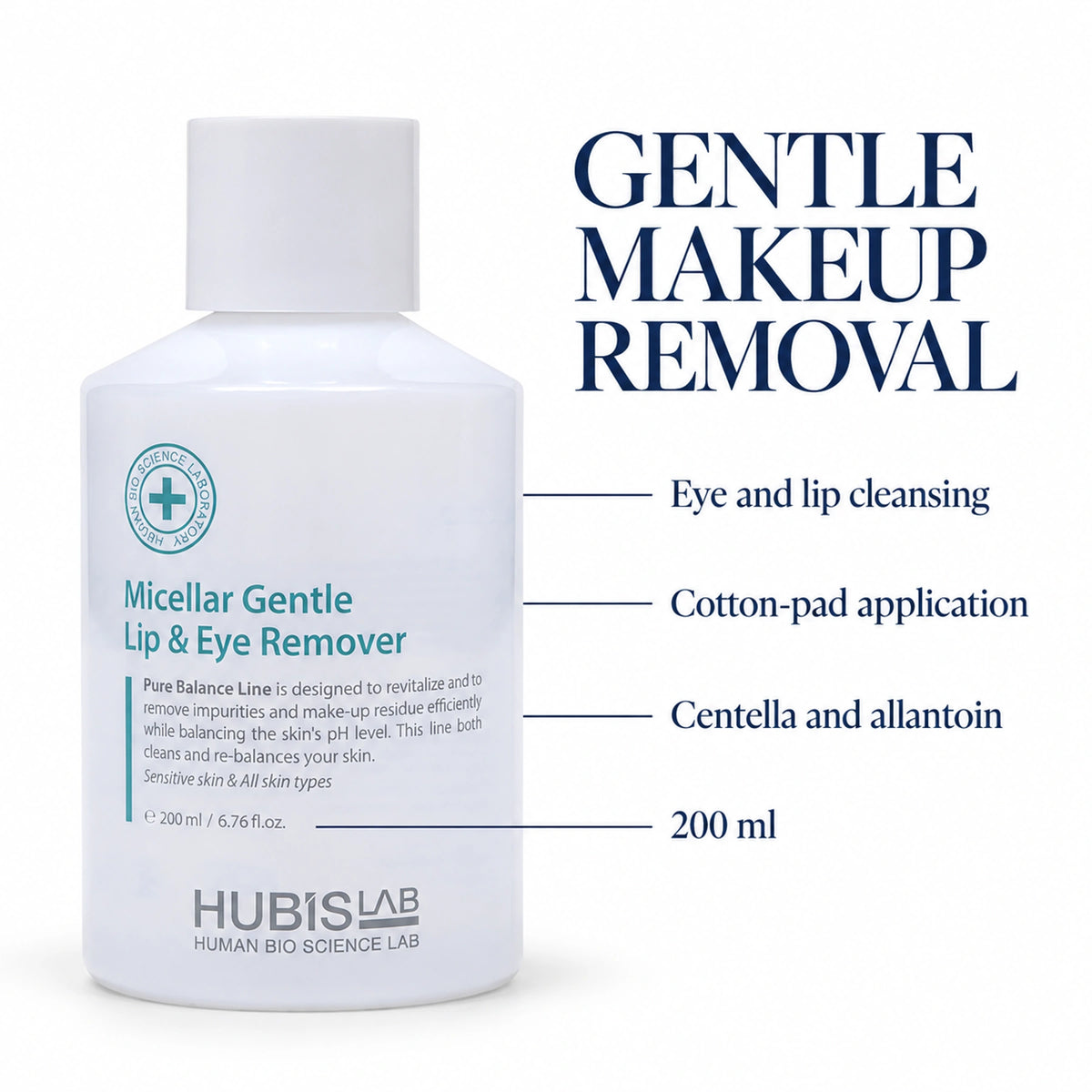 HUBISLAB micellar remover packaging with verified product and ingredient information.