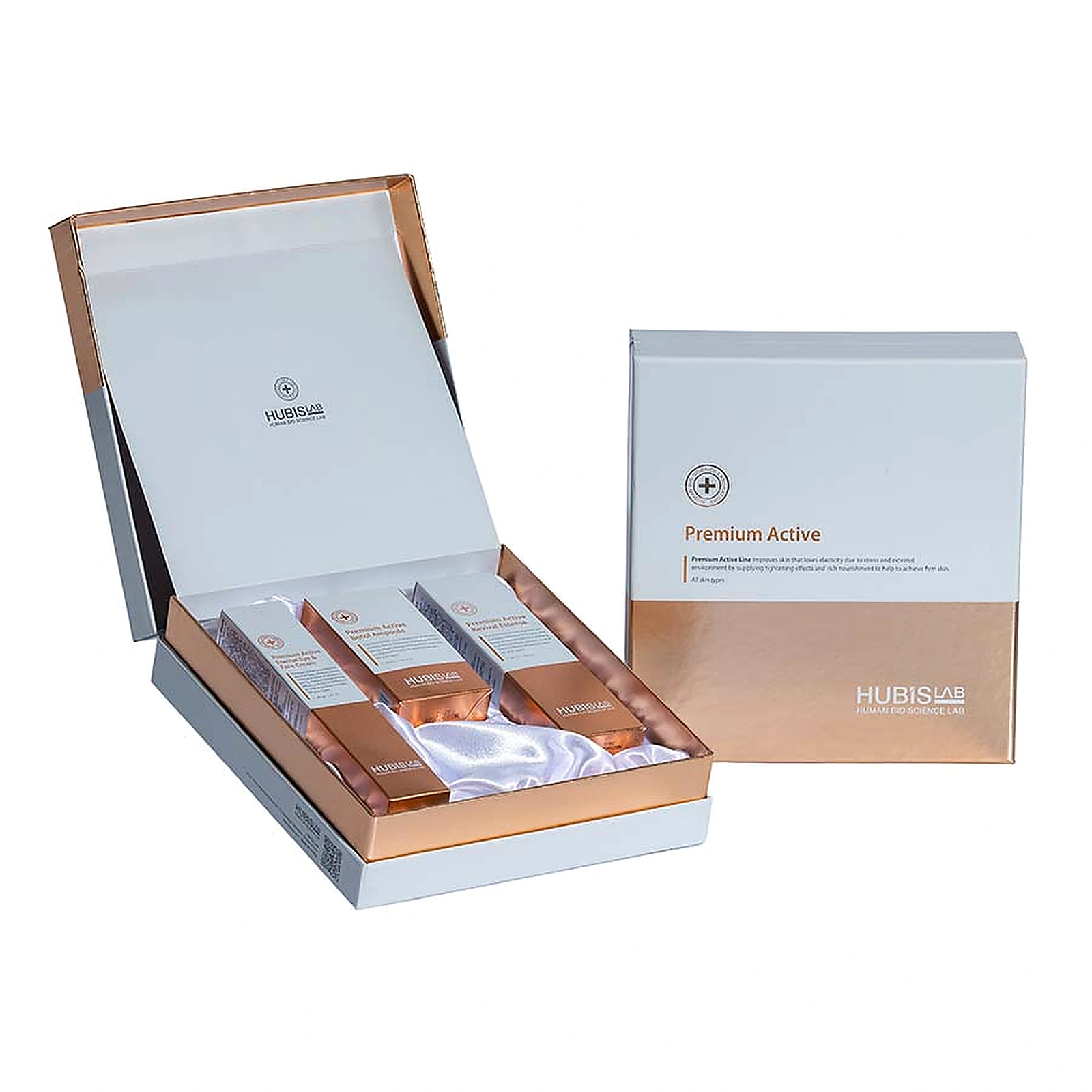 Hubislab Premium Active Gift Set included-products collage showing Eternal Eye & Face Cream 40g, B-tol Ampoule 30ml and Revival Essence 50ml in a clean Shopify-ready layout.