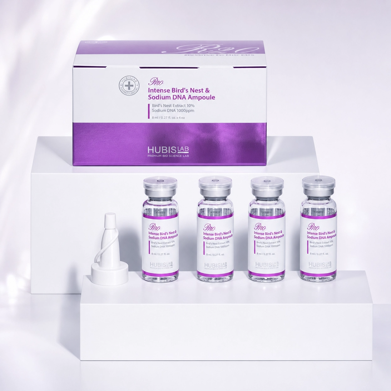 Hubislab R20 Intense Bird’s Nest and Sodium DNA Ampoule 4 x 8ml professional kit with four ampoules and applicator for clinic treatments