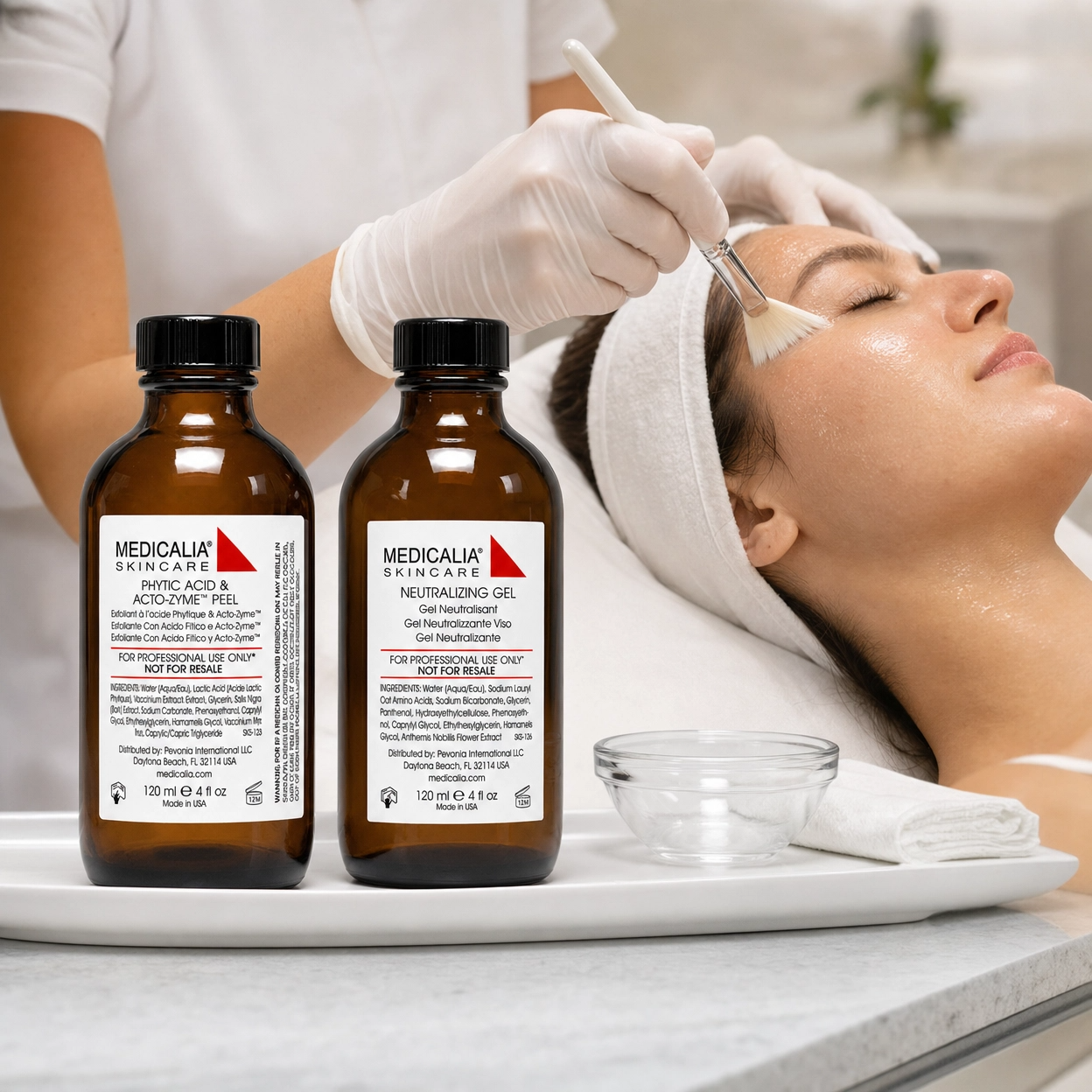 Medicalia Phytic Acid & Acto-Zyme Peel and Neutralizing Gel professional peel protocol treatment bundle.