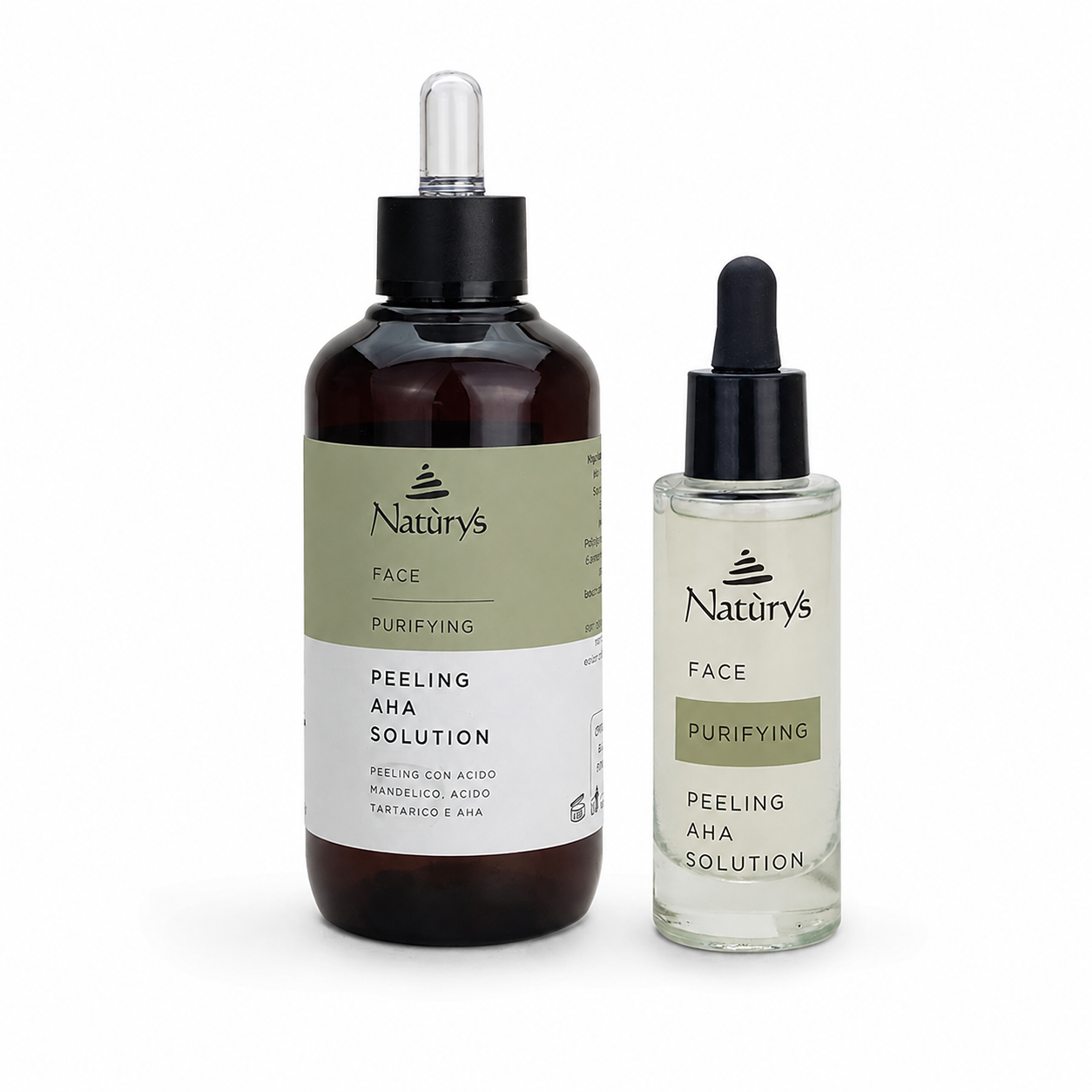 Naturys Purifying Matt Solution Fluid Cream retail and professional sizes displayed side by side in a clean white duo packshot.