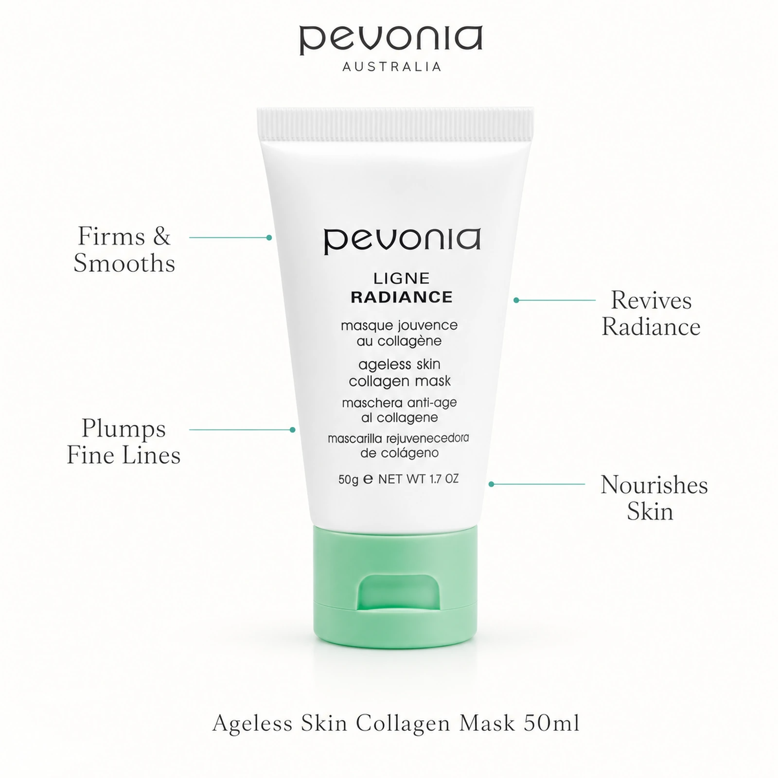 Pevonia Ageless Skin Collagen Mask 50ml with benefits for firmness, fine lines, radiance and nourishment