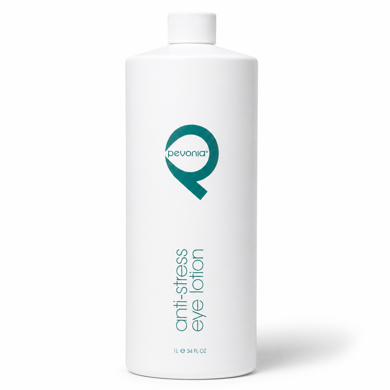 Pevonia Anti-Stress Eye Lotion 1000ml professional bottle displayed on a clean white studio background.
