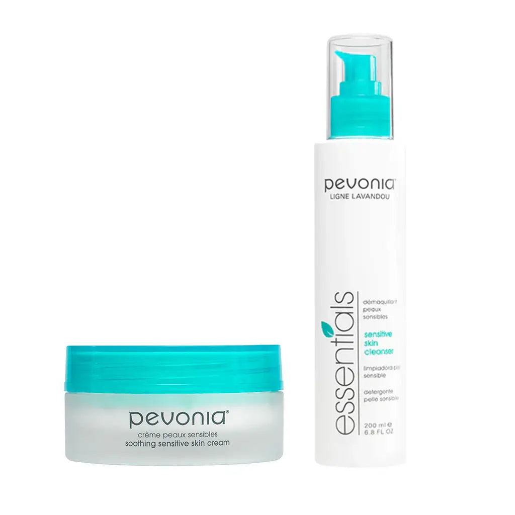 Pevonia Australia soothing sensitive skin cream 50g and sensitive cleanser 200ml bundle duo for treatment of sensitive skin and redness